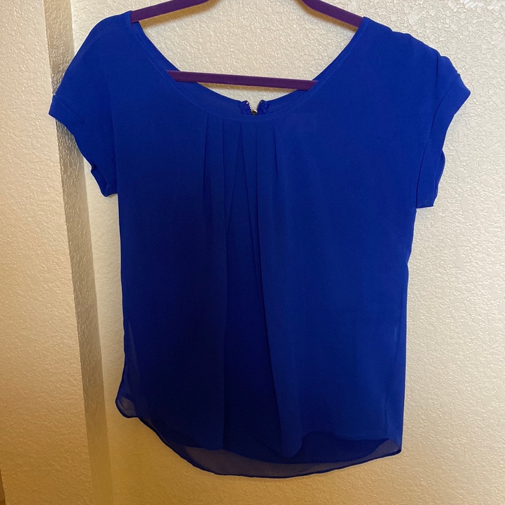 Short sleeved blouse by sweet wanderer in a beautiful Cobalt blue.